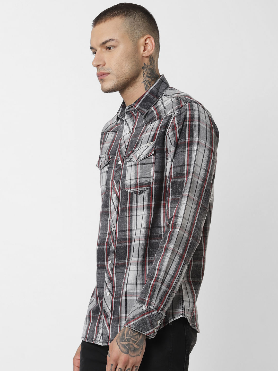 Black Check Full Sleeves Shirt