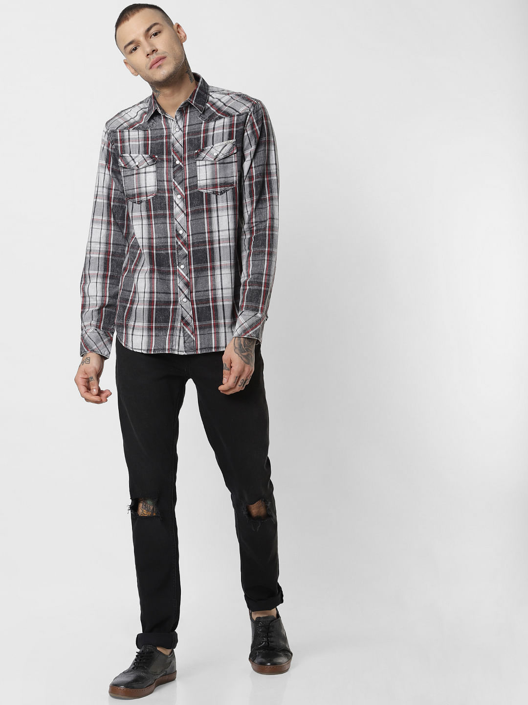Black Check Full Sleeves Shirt