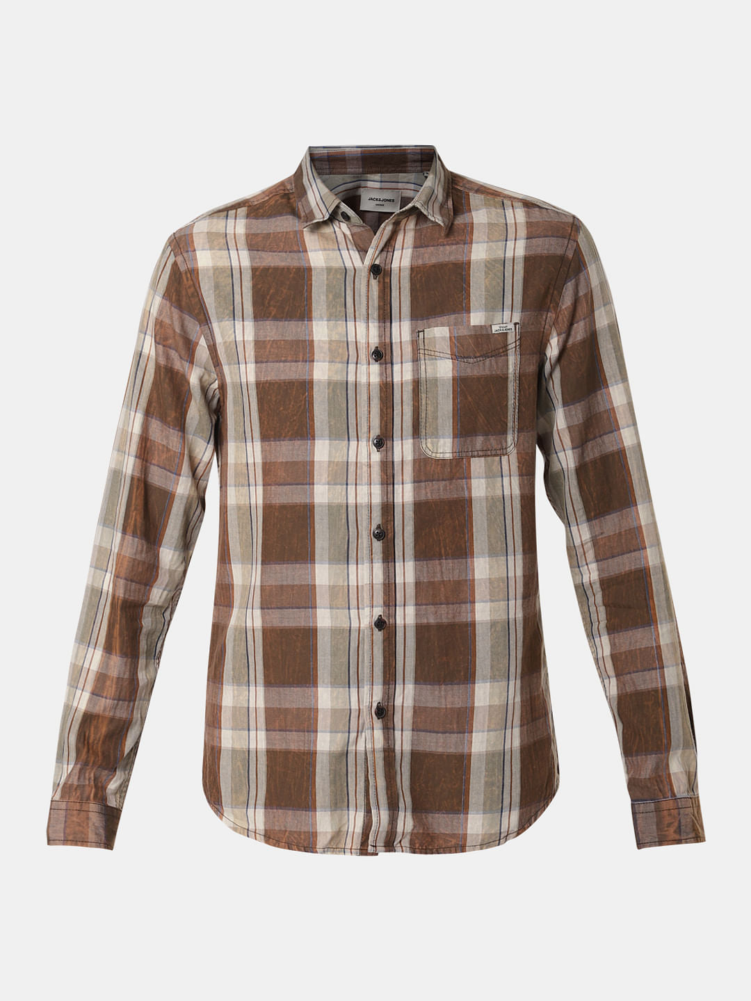 Brown Check Full Sleeves Shirt