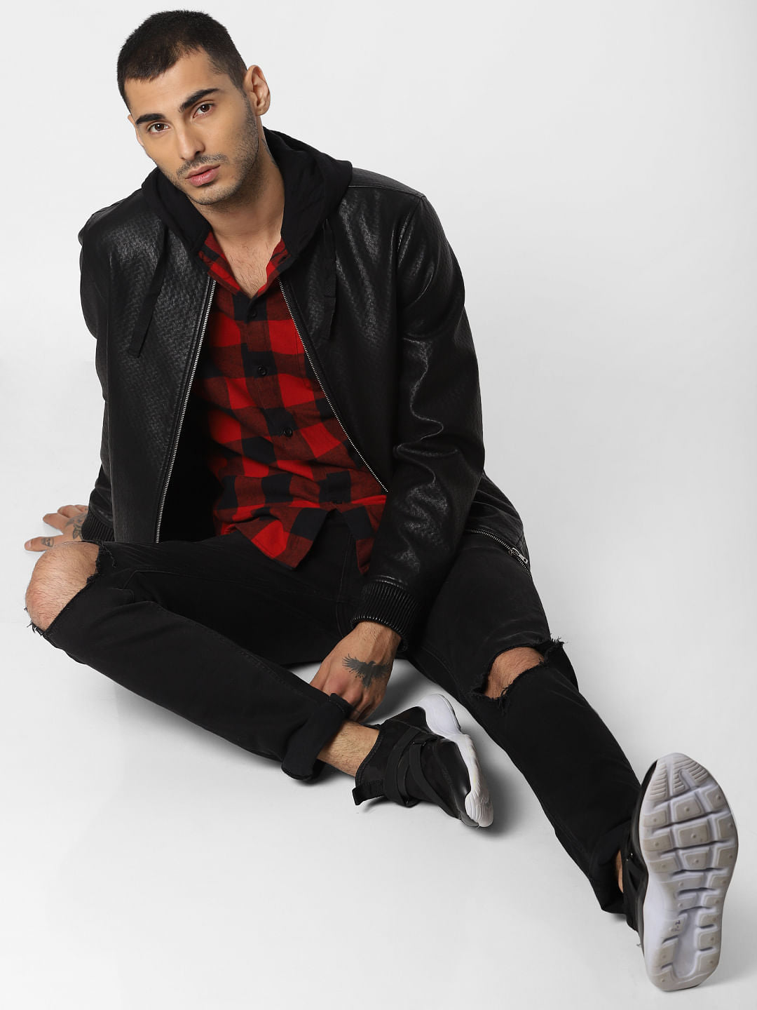 Red Check Full Sleeves Shirt - S