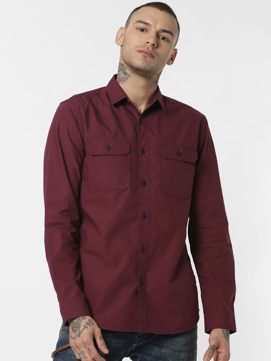 Burgundy Full Sleeves Shirt