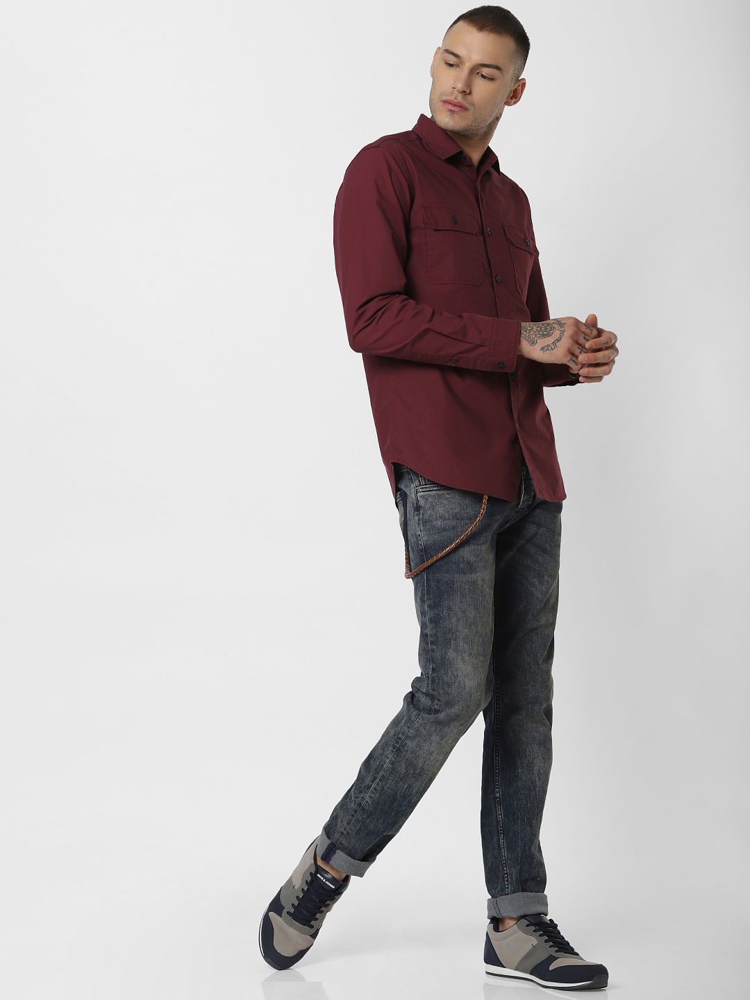 Burgundy Full Sleeves Shirt