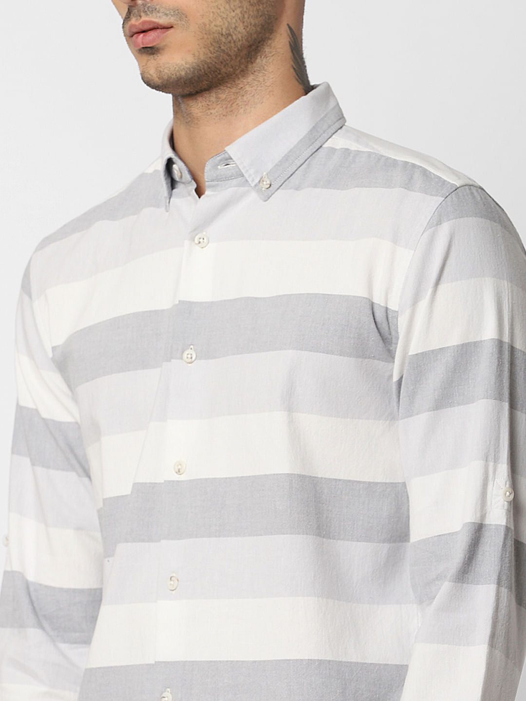 White Striped Full Sleeves Shirt