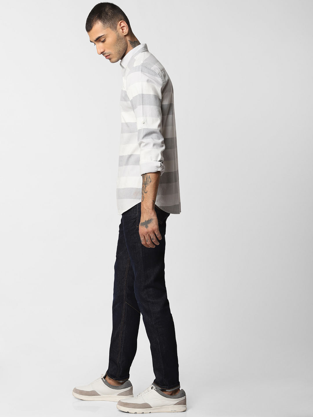 White Striped Full Sleeves Shirt