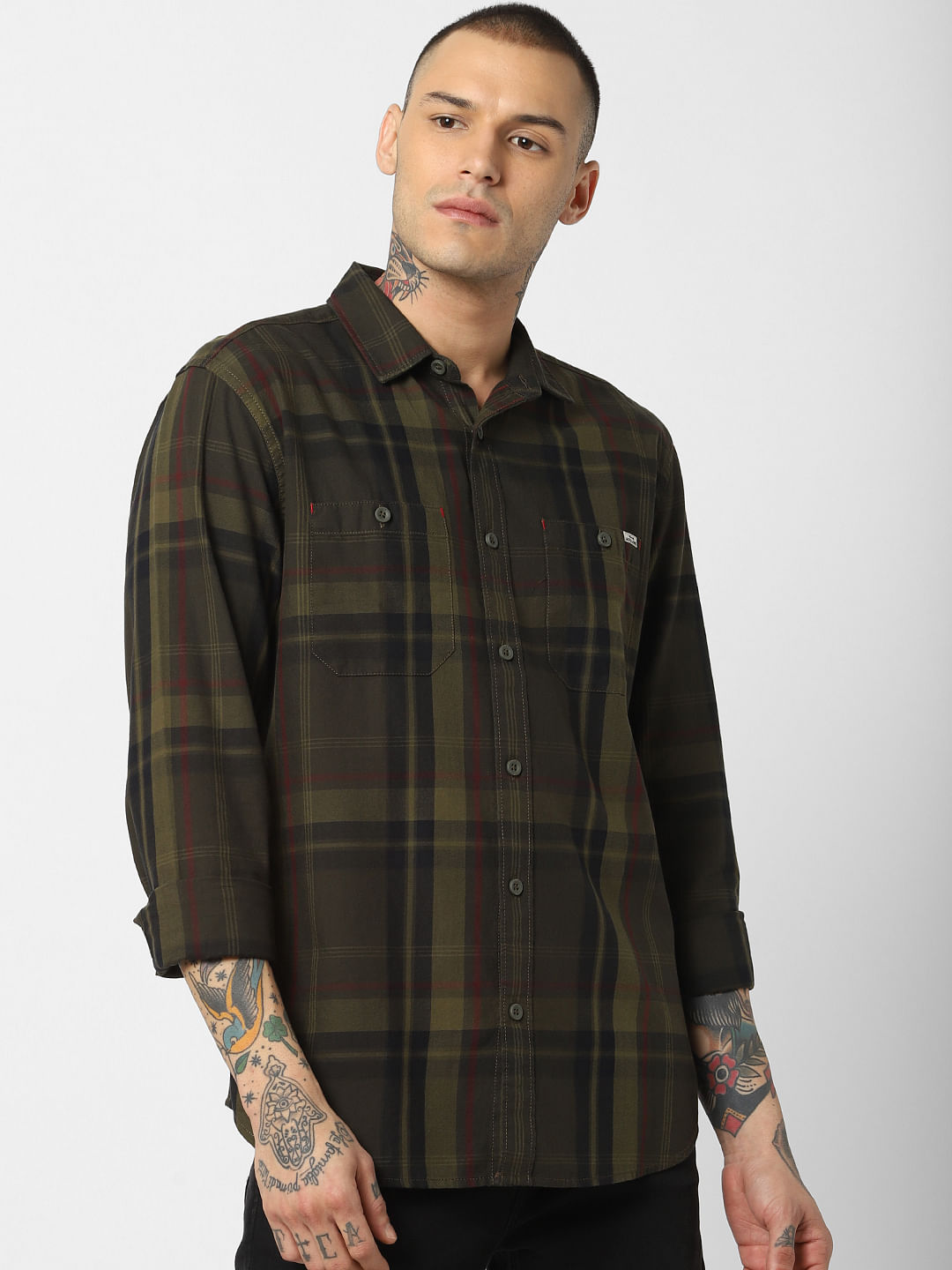 Green Check Full Sleeves Shirt