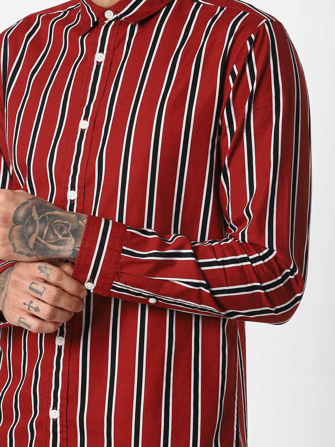 Red Striped Full Sleeves Shirt