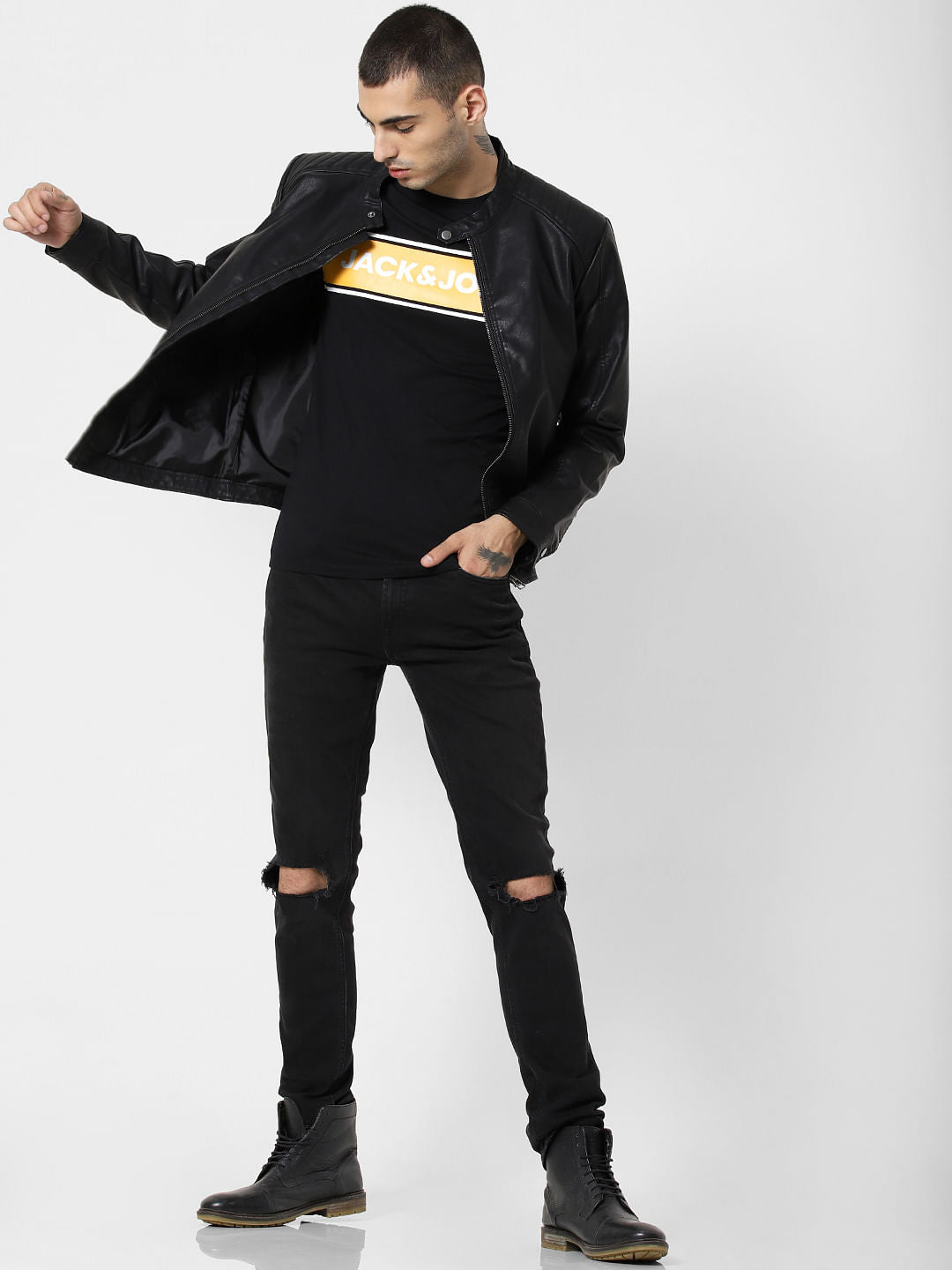Black Pu Biker Jacket - S