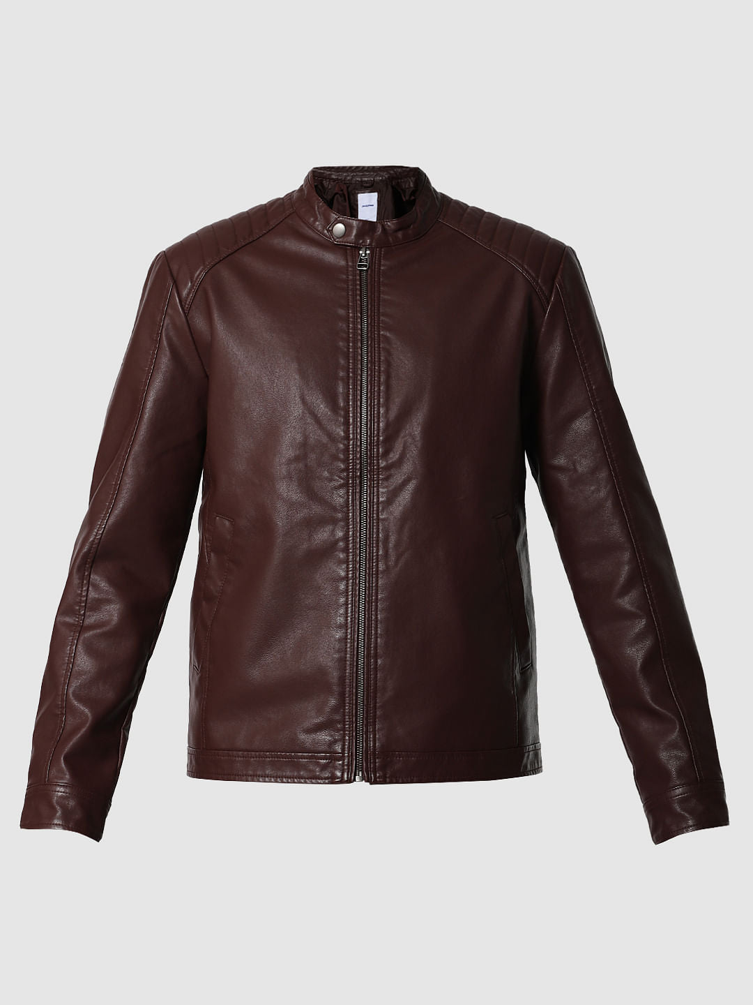 Burgundy Pu Biker Jacket
