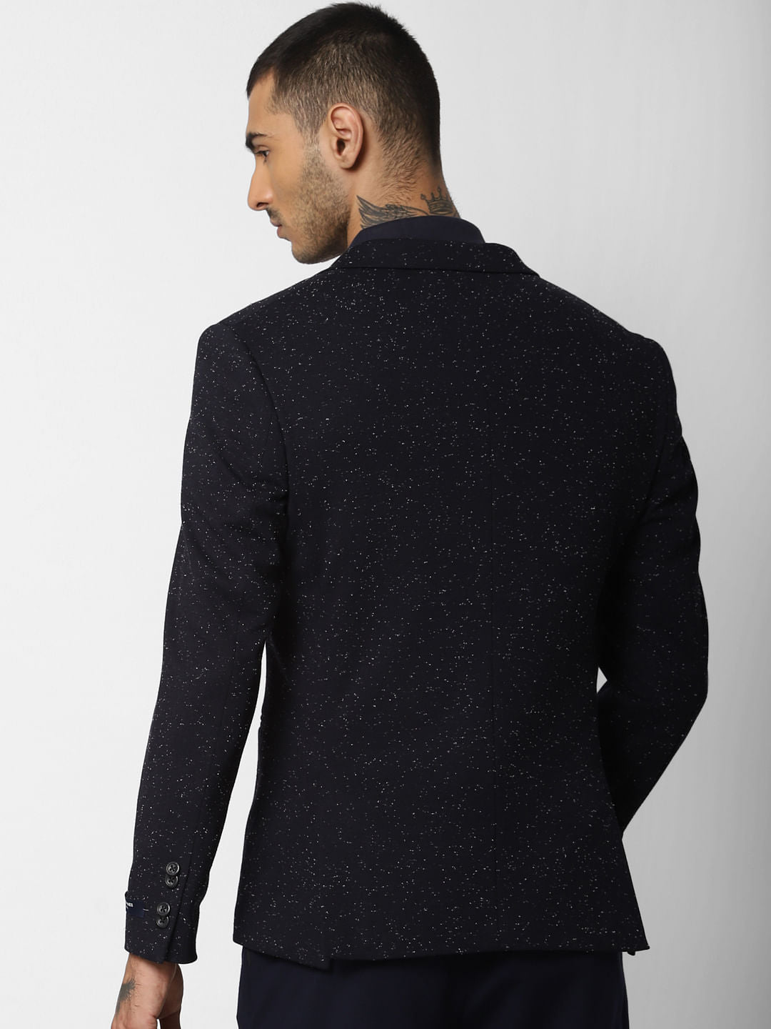 Dark Blue Printed Blazer