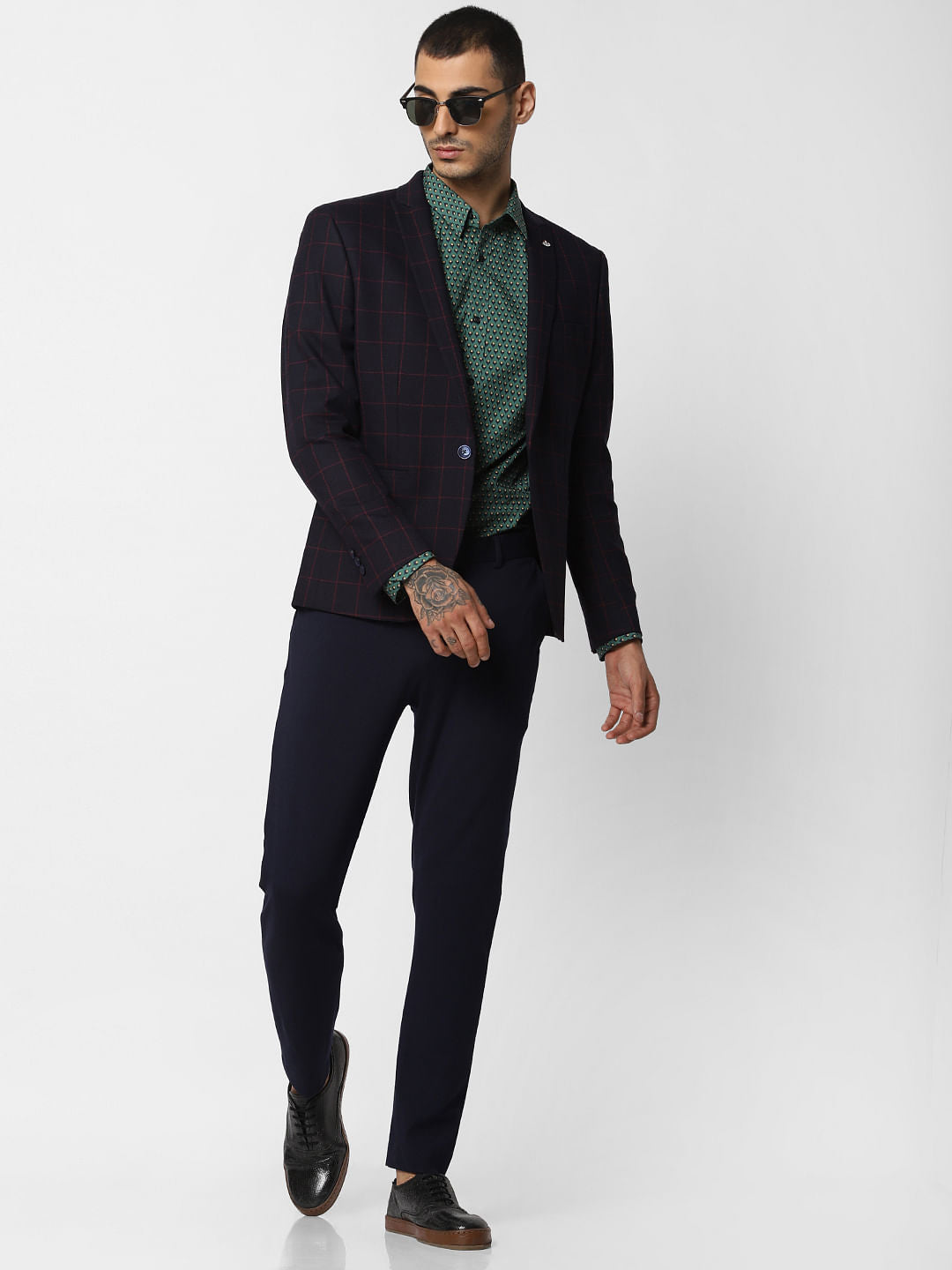 Navy Blue Check Blazer