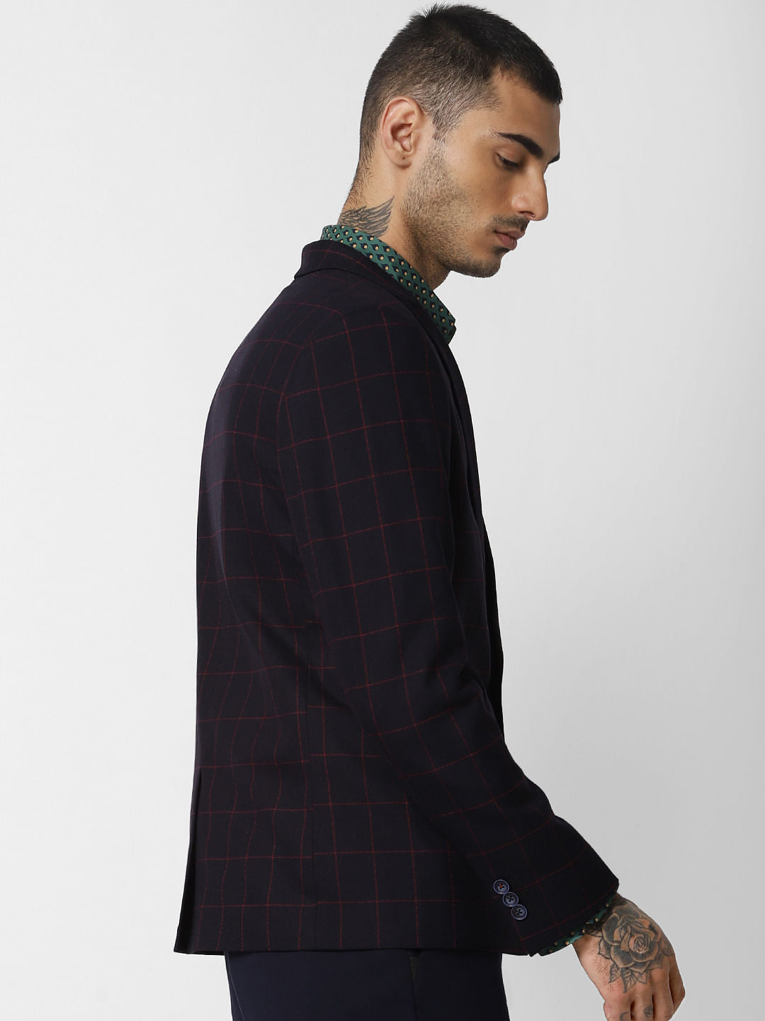 Navy Blue Check Blazer