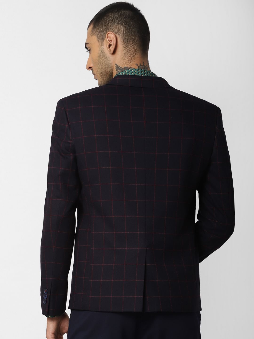 Navy Blue Check Blazer