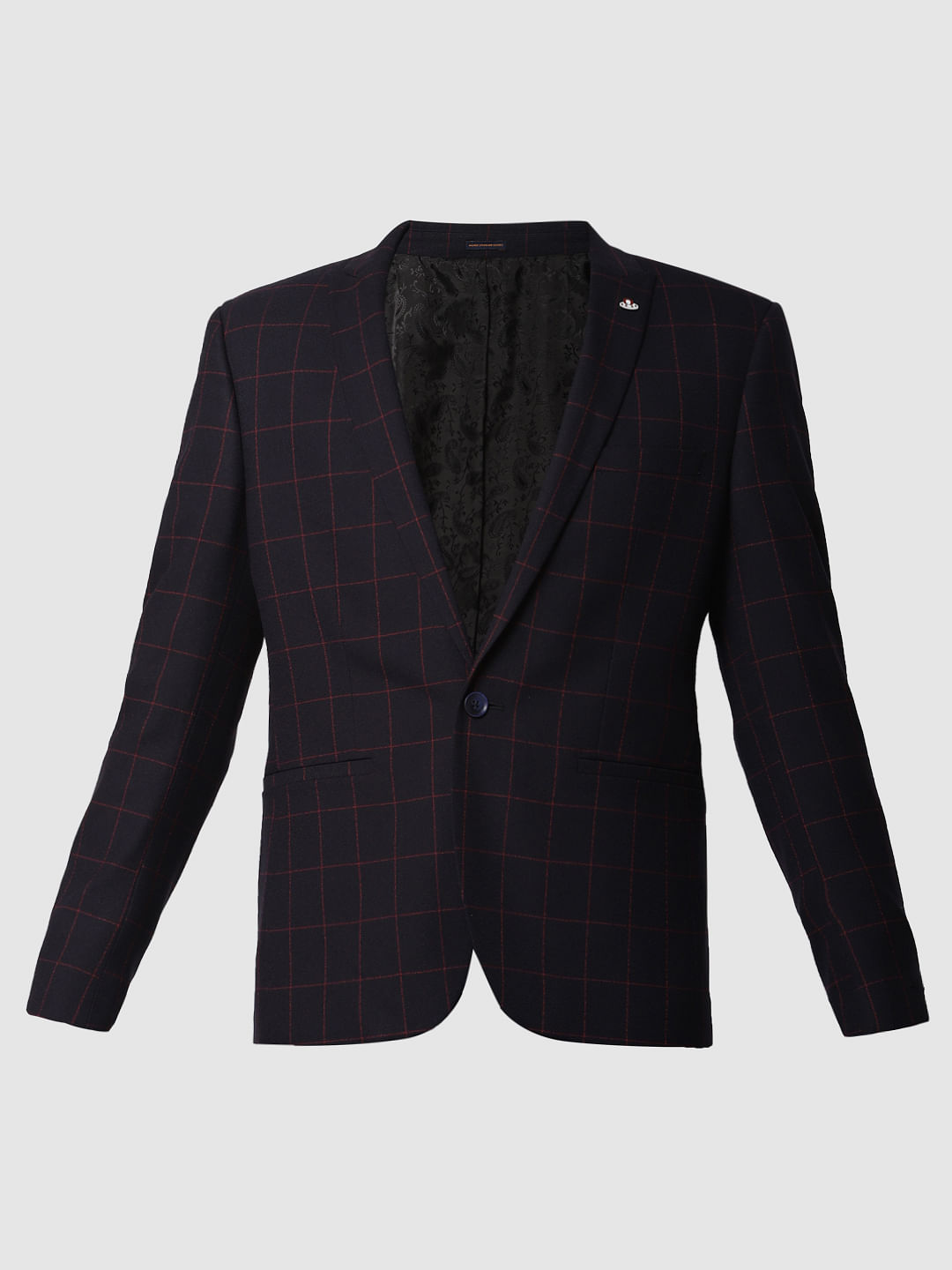 Navy Blue Check Blazer