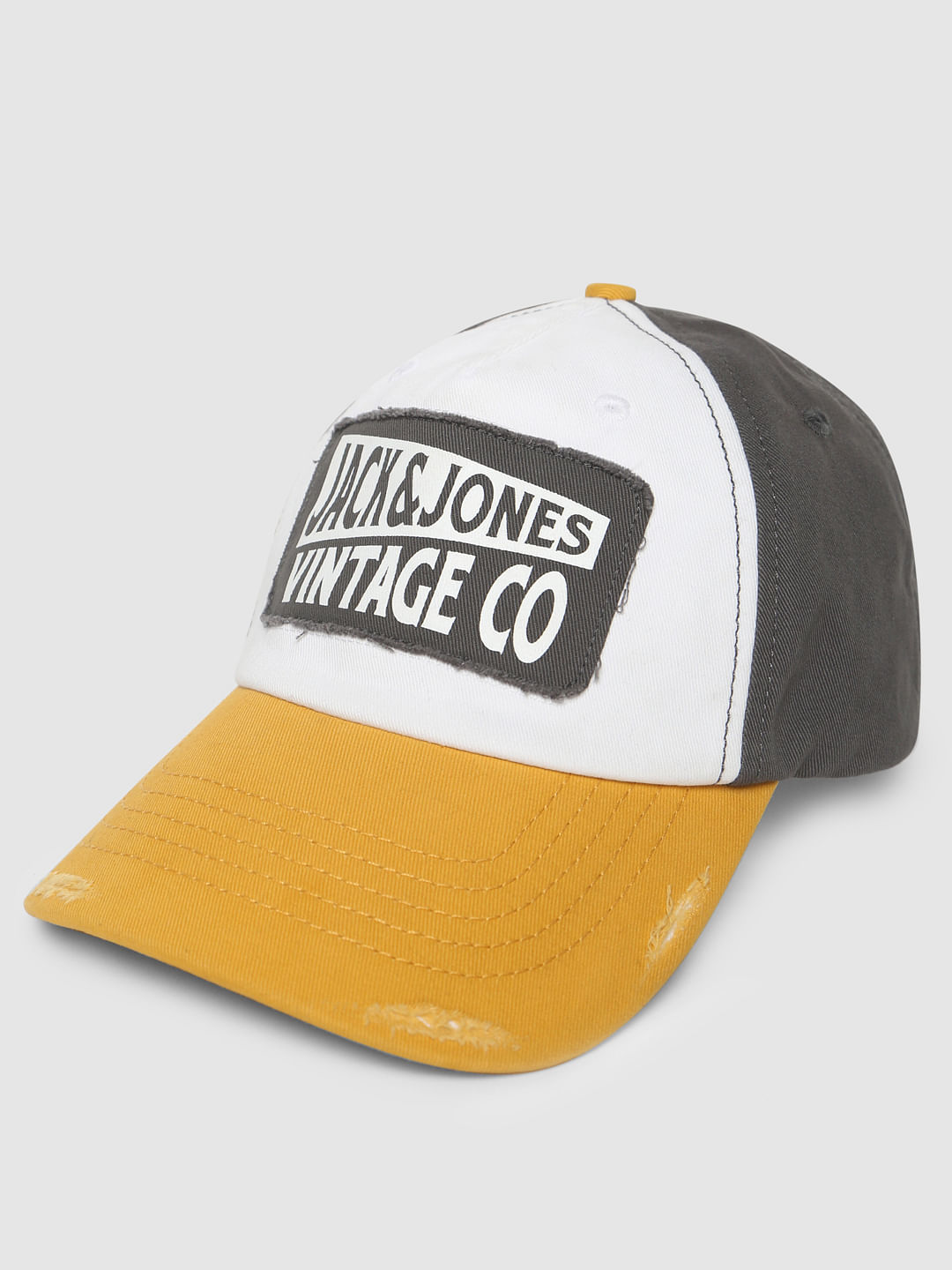 White Colourblocked Baseball Cap - ONE