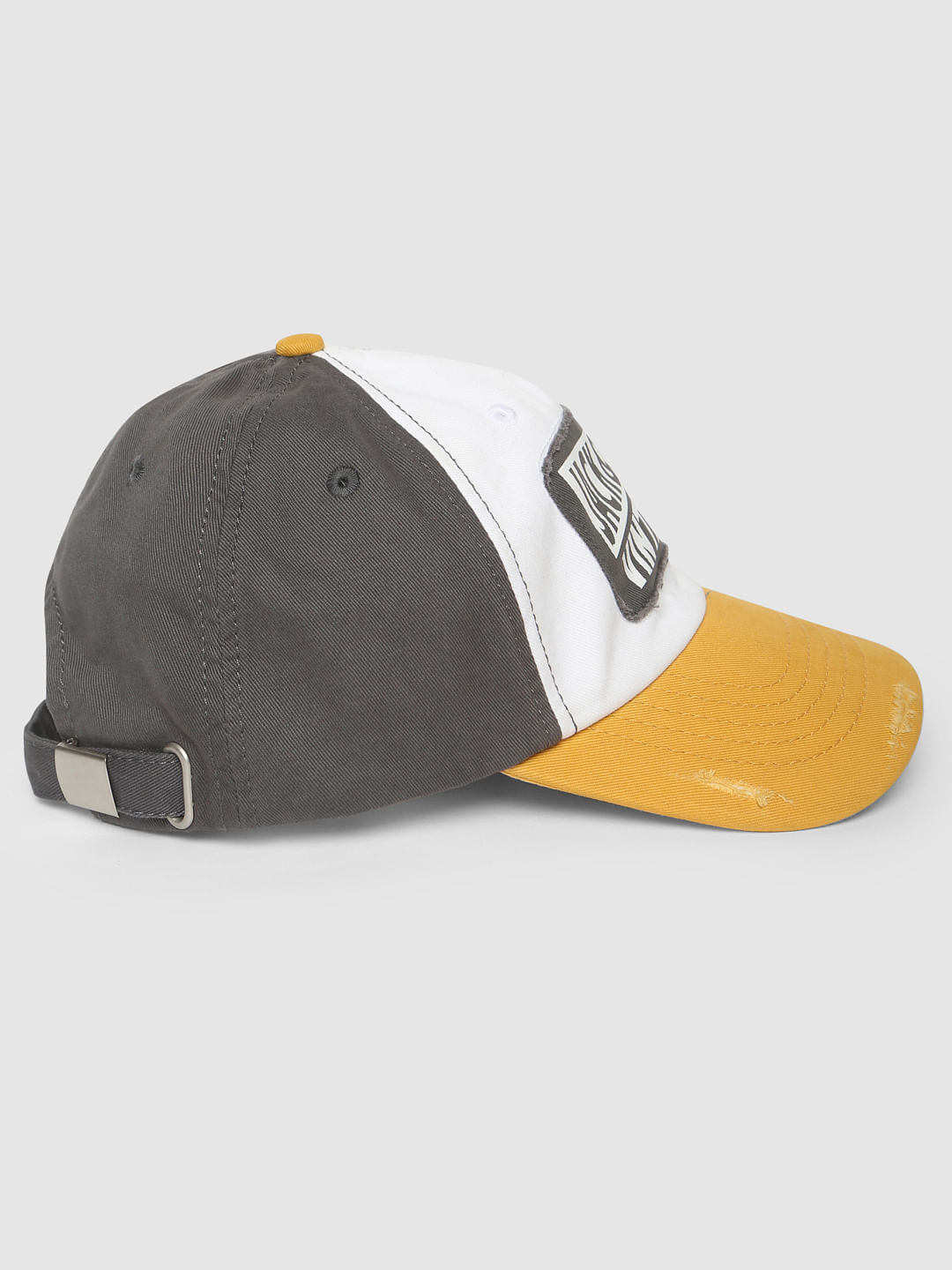 White Colourblocked Baseball Cap