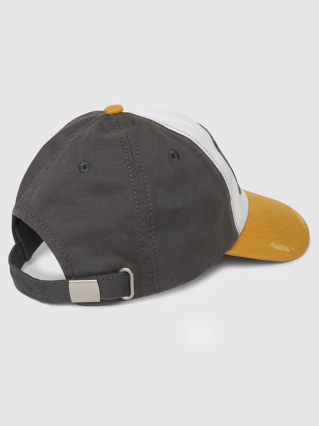 White Colourblocked Baseball Cap