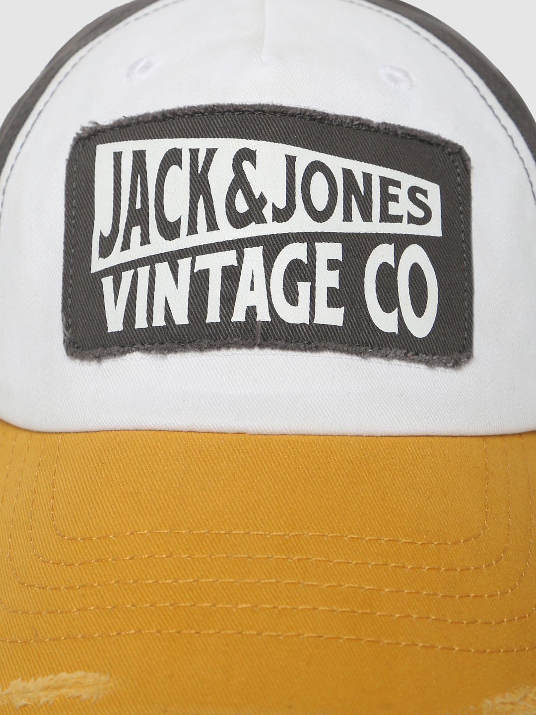 White Colourblocked Baseball Cap