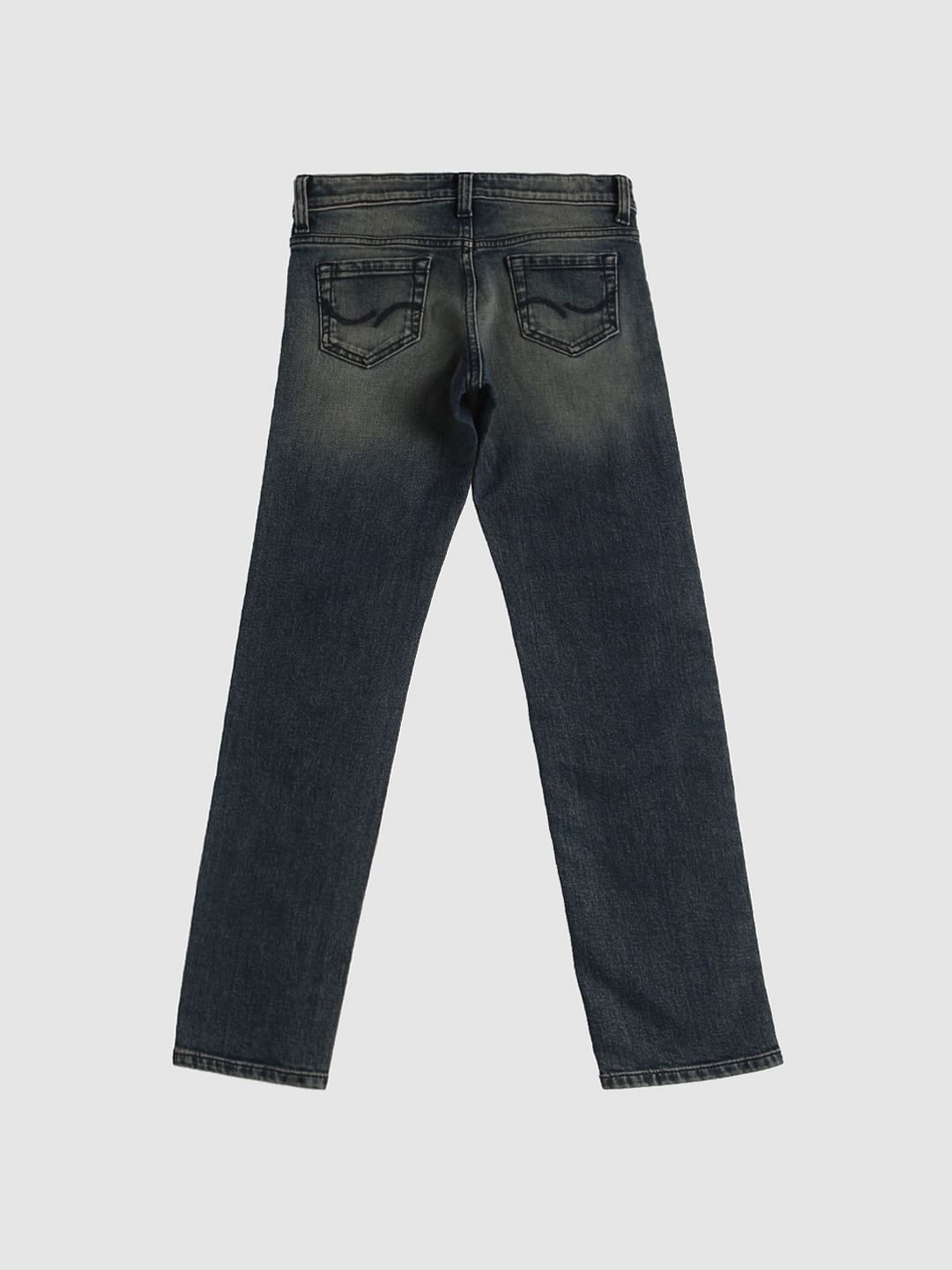 Boys Blue Mid Rise Faded Tim Slim Fit Jeans