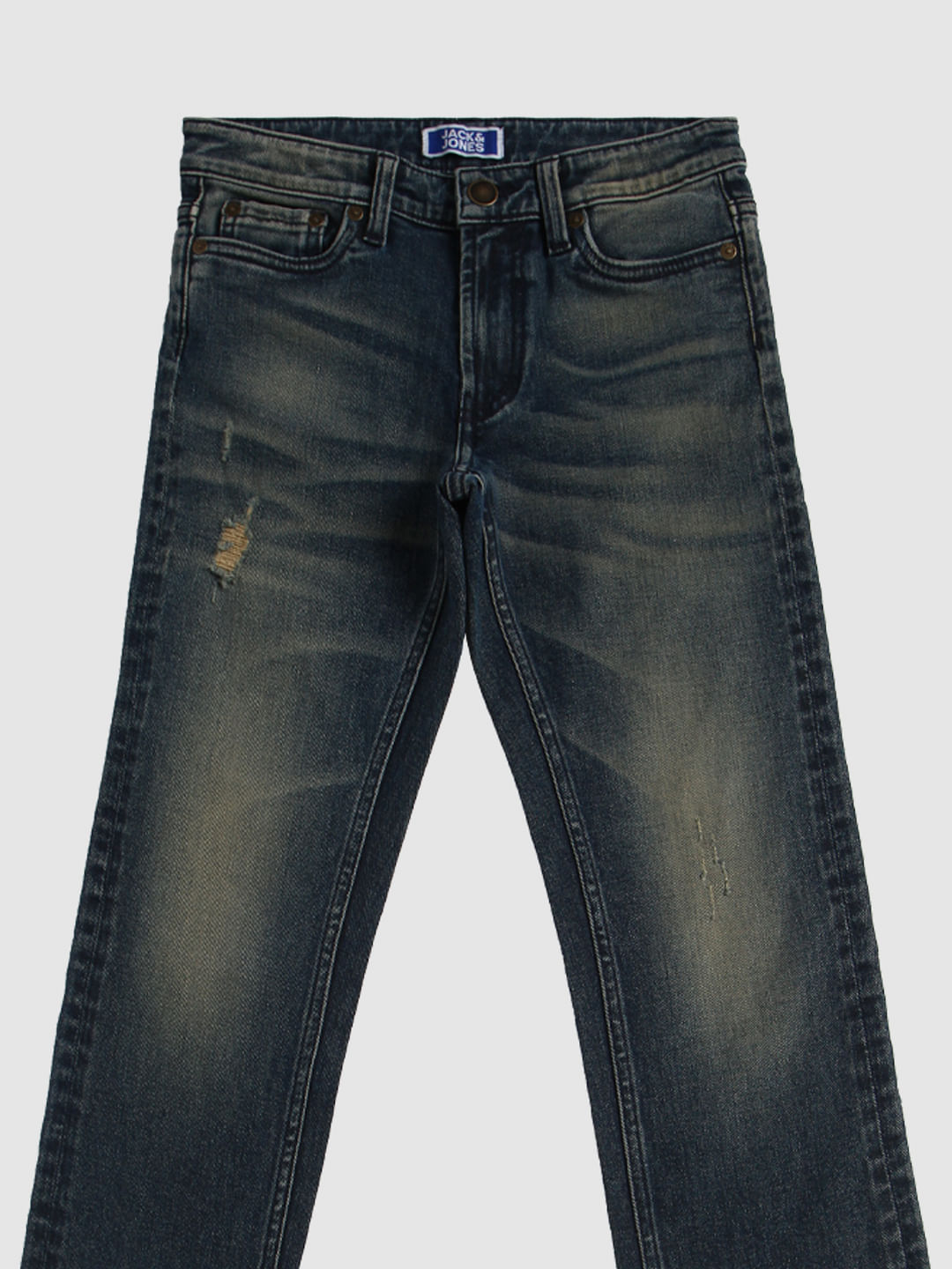 Boys Blue Mid Rise Faded Tim Slim Fit Jeans