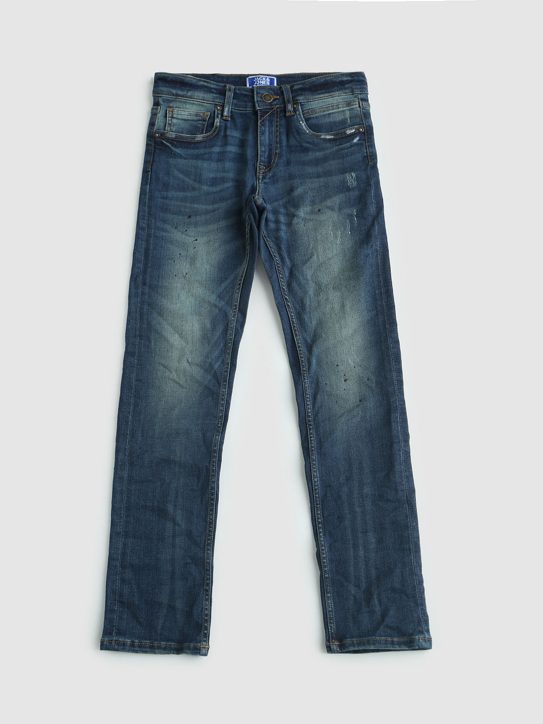 Boys Blue Mid Rise Faded Ben Skinny Jeans