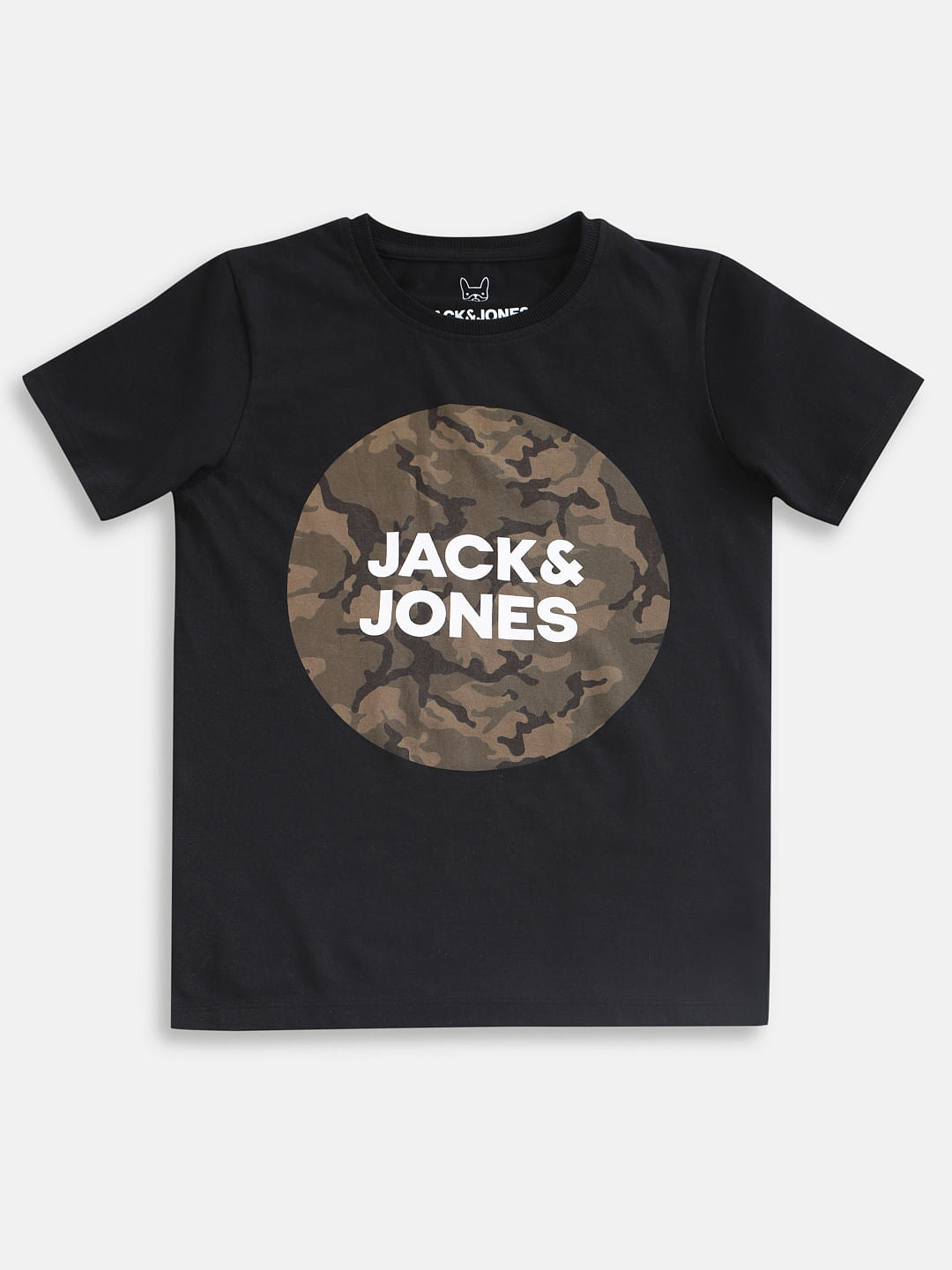 Boys Black Logo Print Crew Neck T-shirt