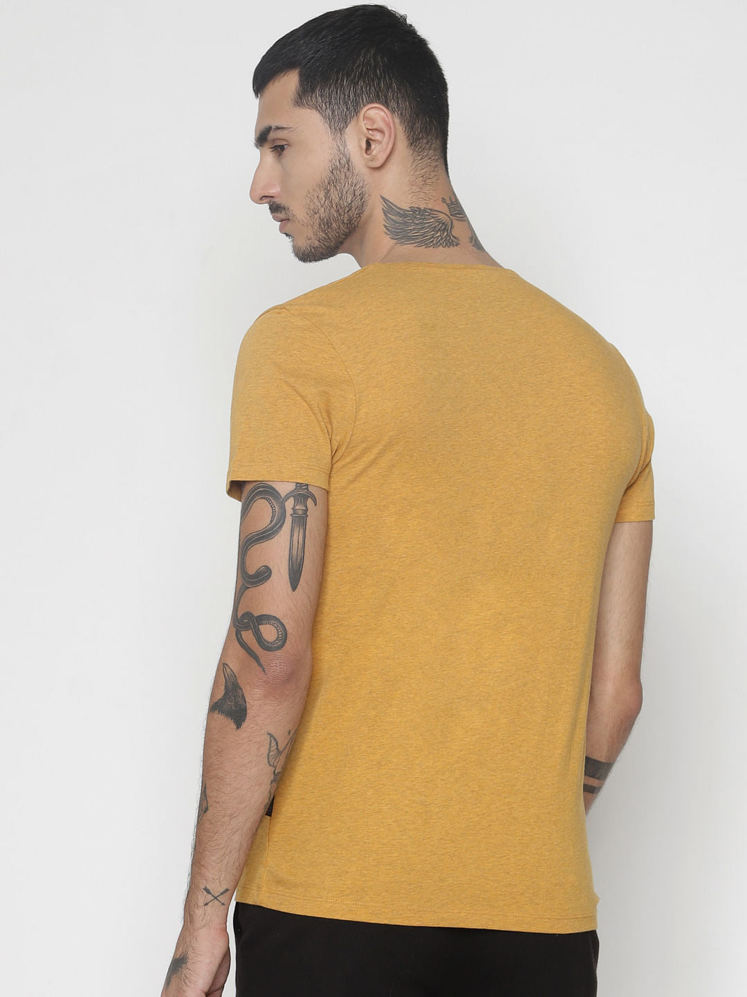 Mustard Logo Print Crew Neck T-Shirt