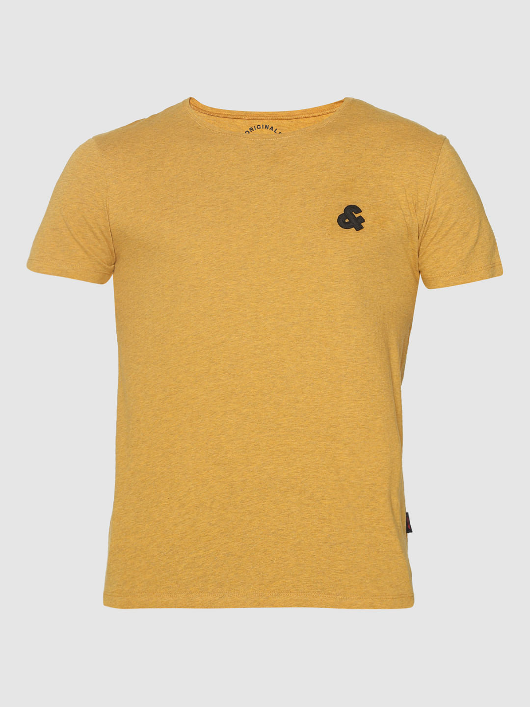 Mustard Logo Print Crew Neck T-Shirt