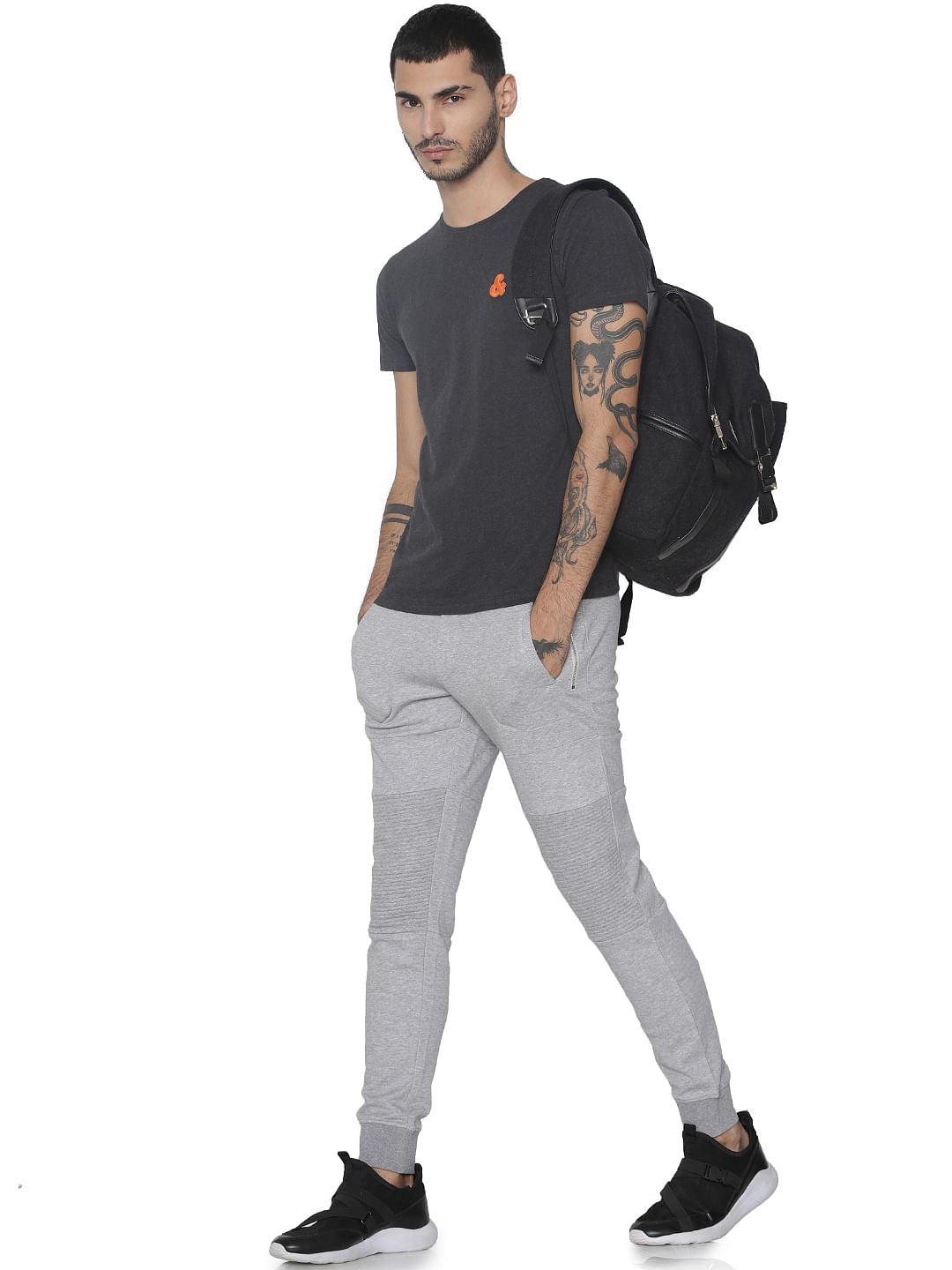 Grey Logo Print Crew Neck T-shirt - S