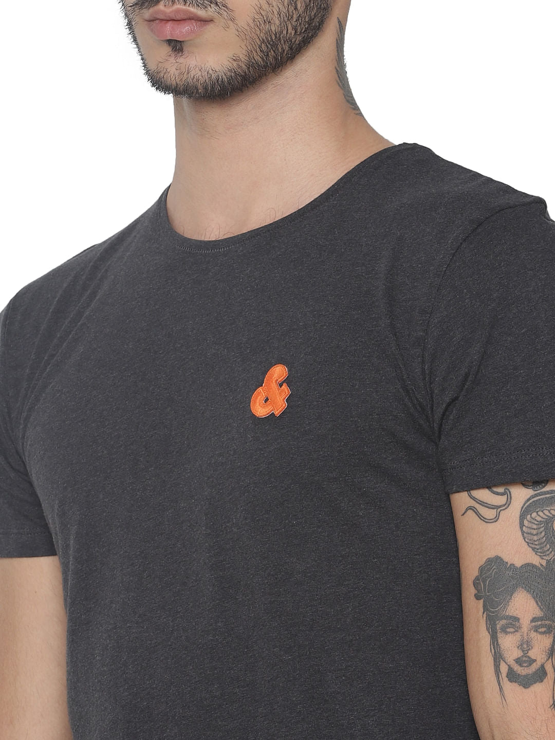 Grey Logo Print Crew Neck T-shirt