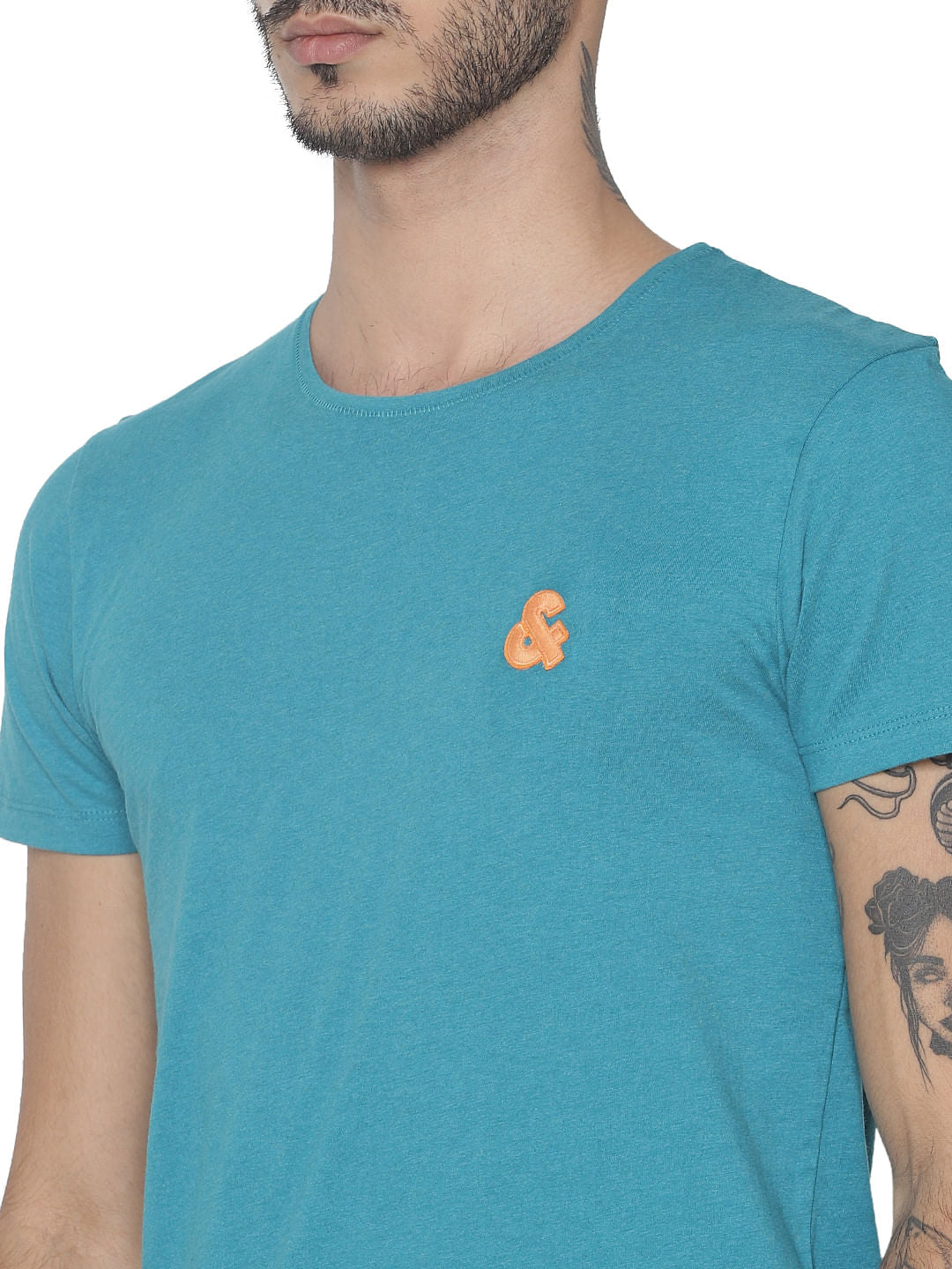 Blue Logo Print Crew Neck T-shirt