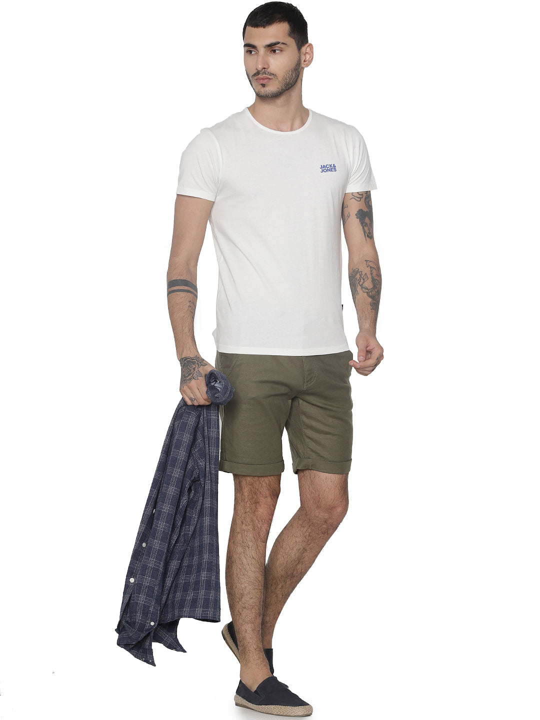 White Logo Print Crew Neck T-shirt - S