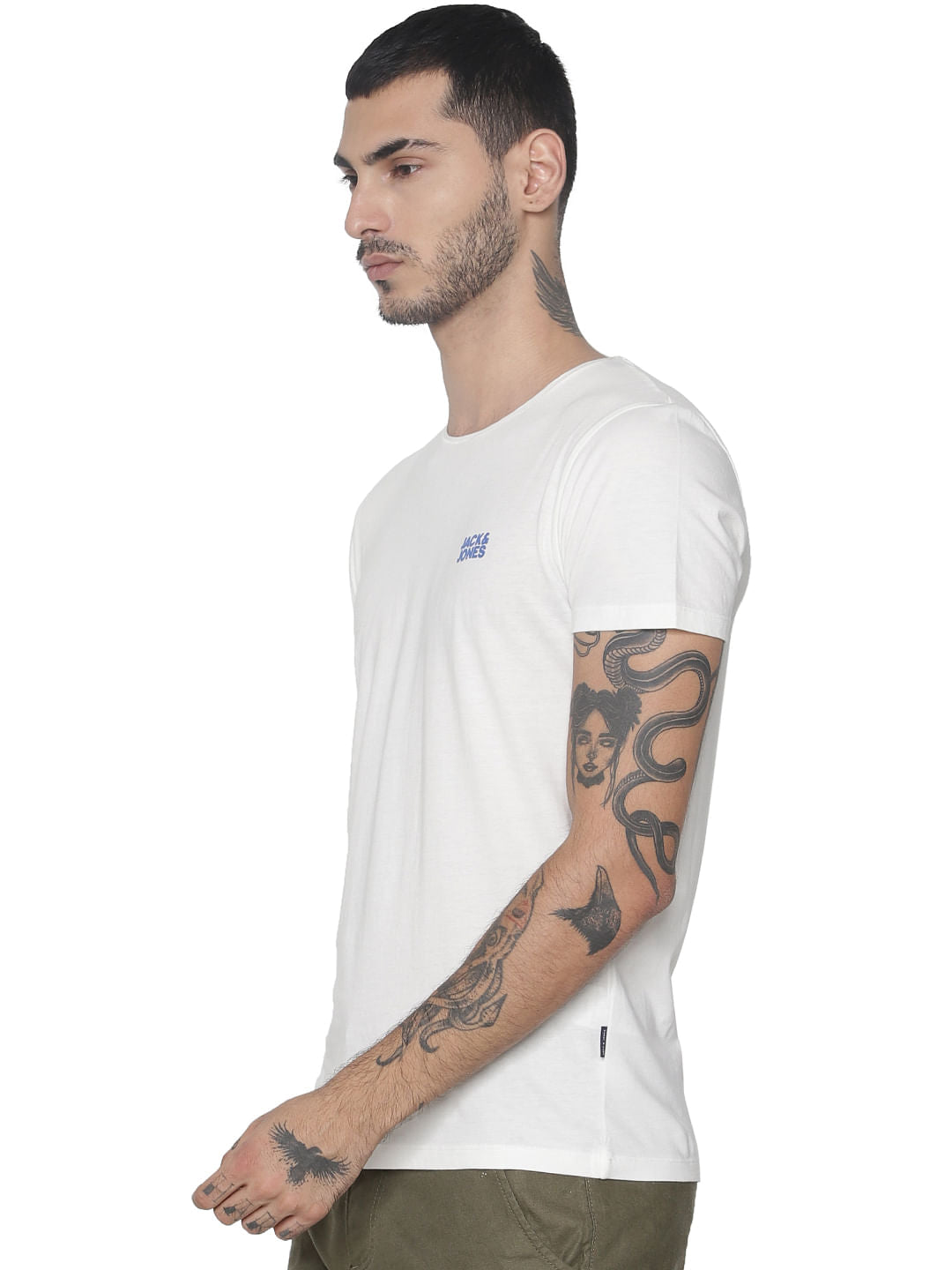 White Logo Print Crew Neck T-shirt