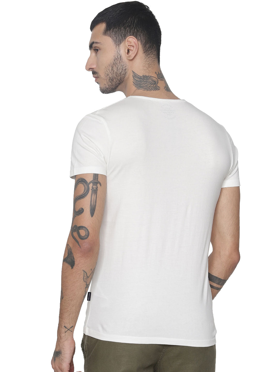 White Logo Print Crew Neck T-shirt