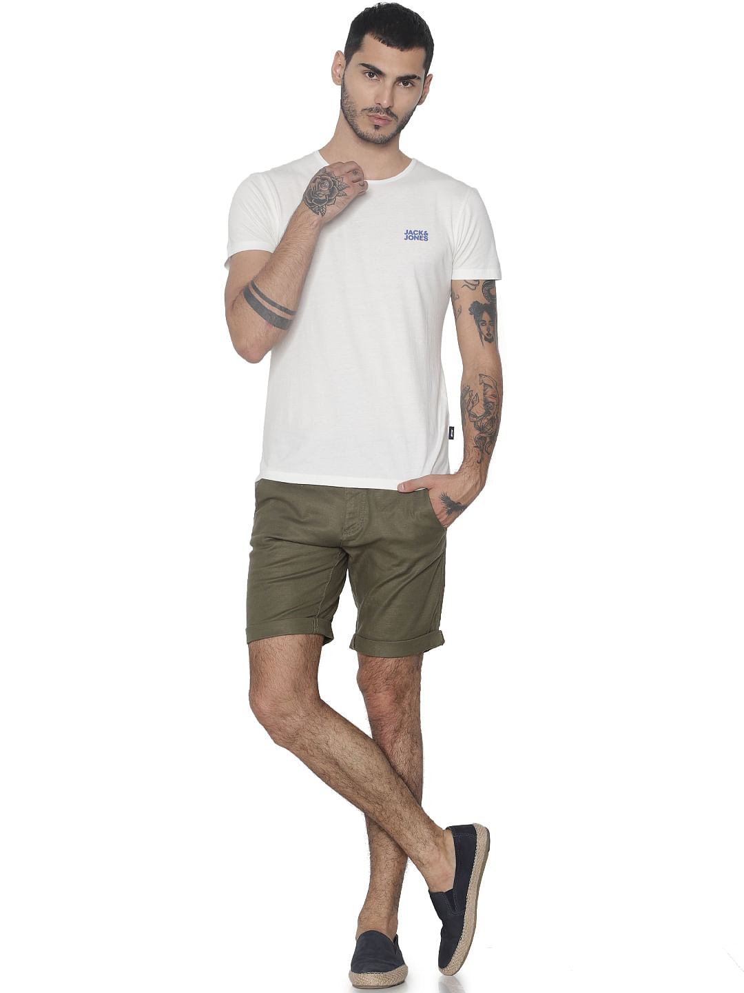 White Logo Print Crew Neck T-shirt