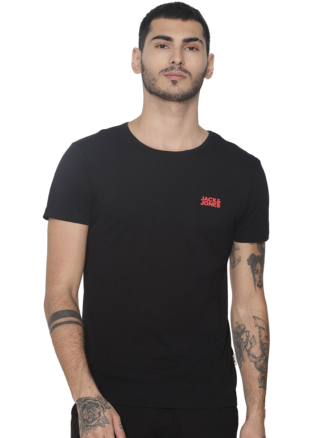 Black Logo Print Crew Neck T-shirt