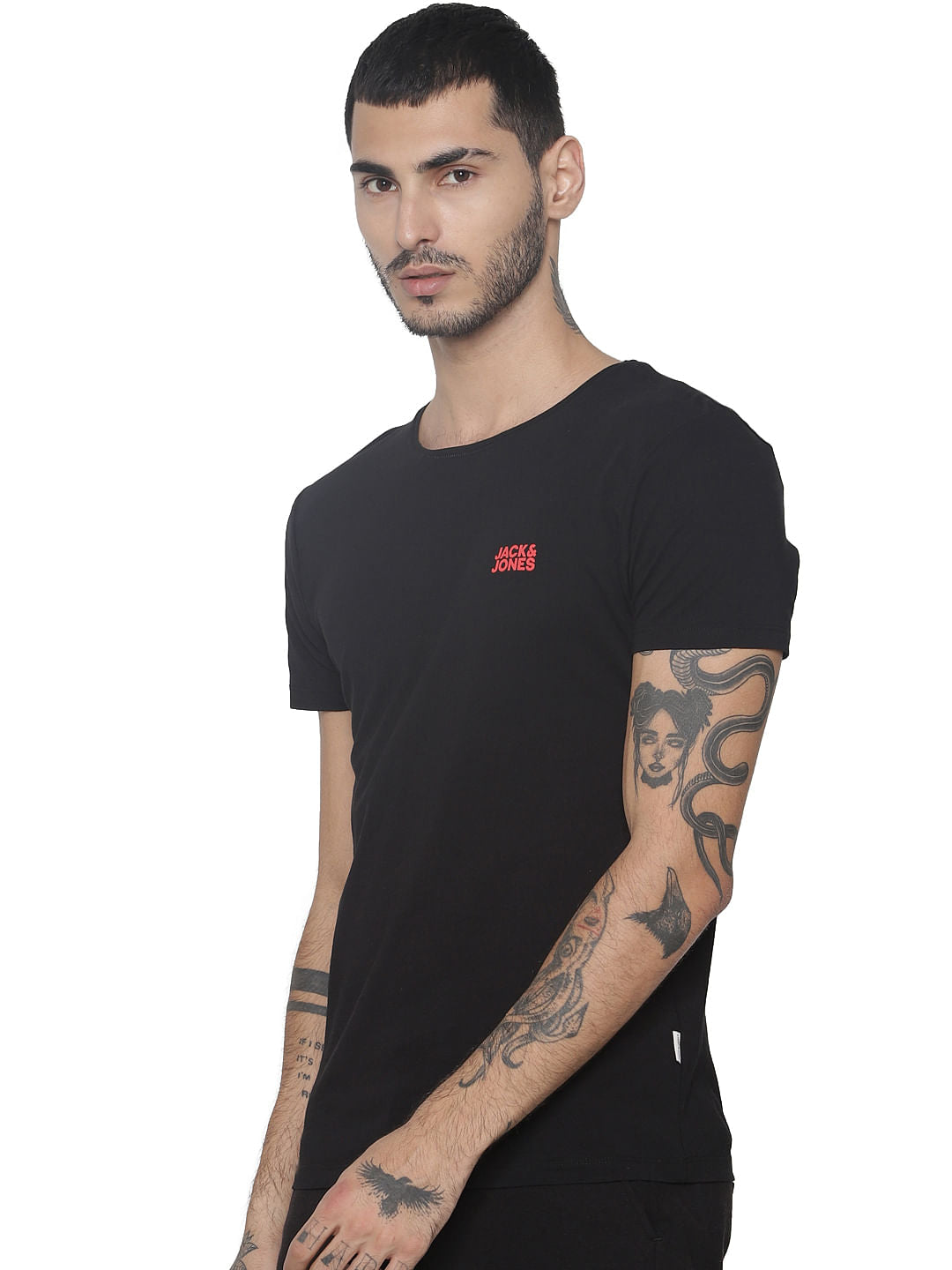 Black Logo Print Crew Neck T-shirt