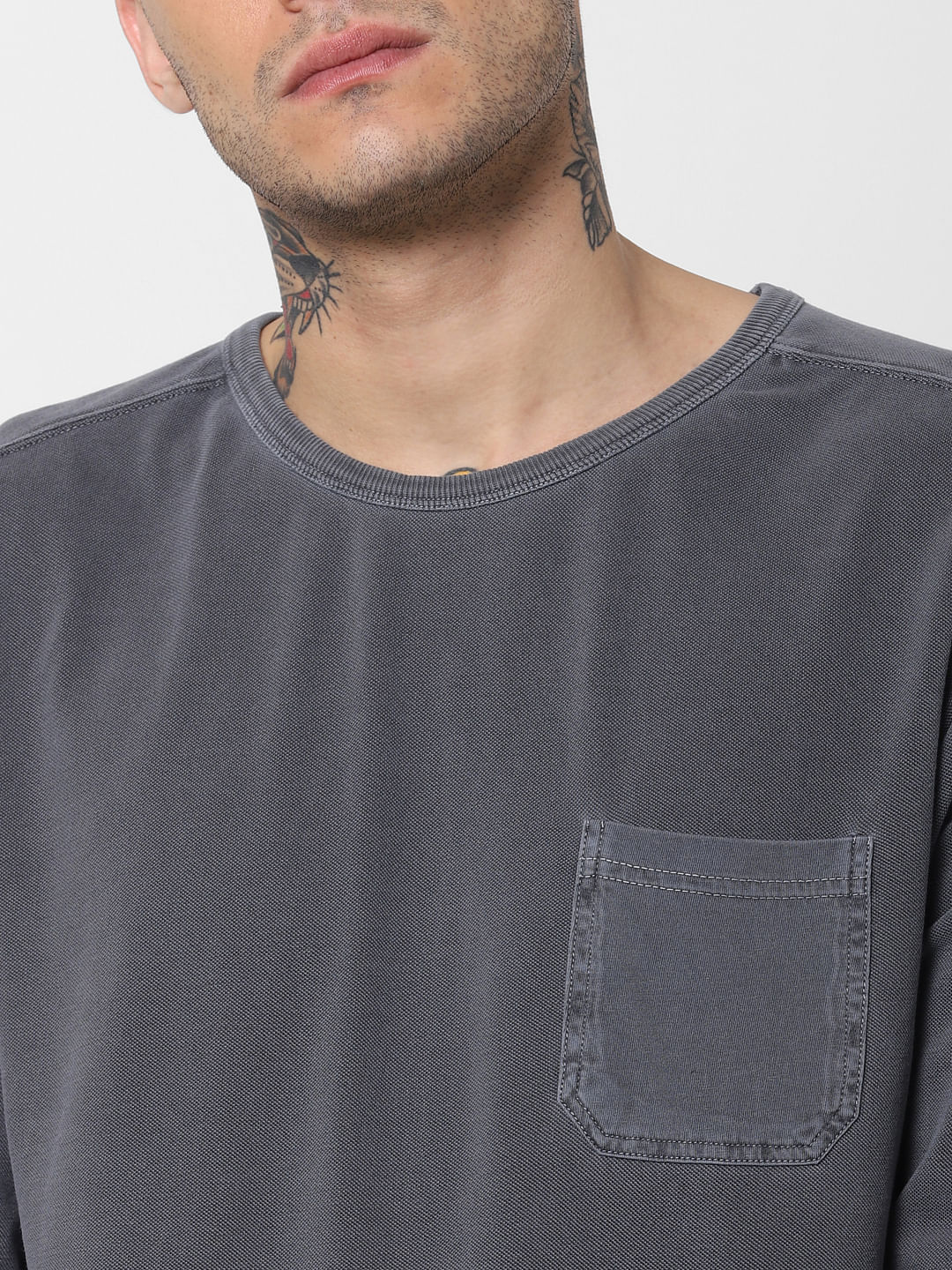 Grey Washed Crew Neck T-Shirt