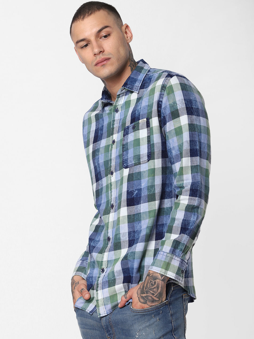 Blue Check Full Sleeves Shirt