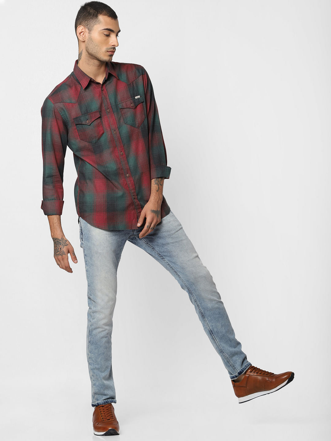 Red Check Full Sleeves Shirt