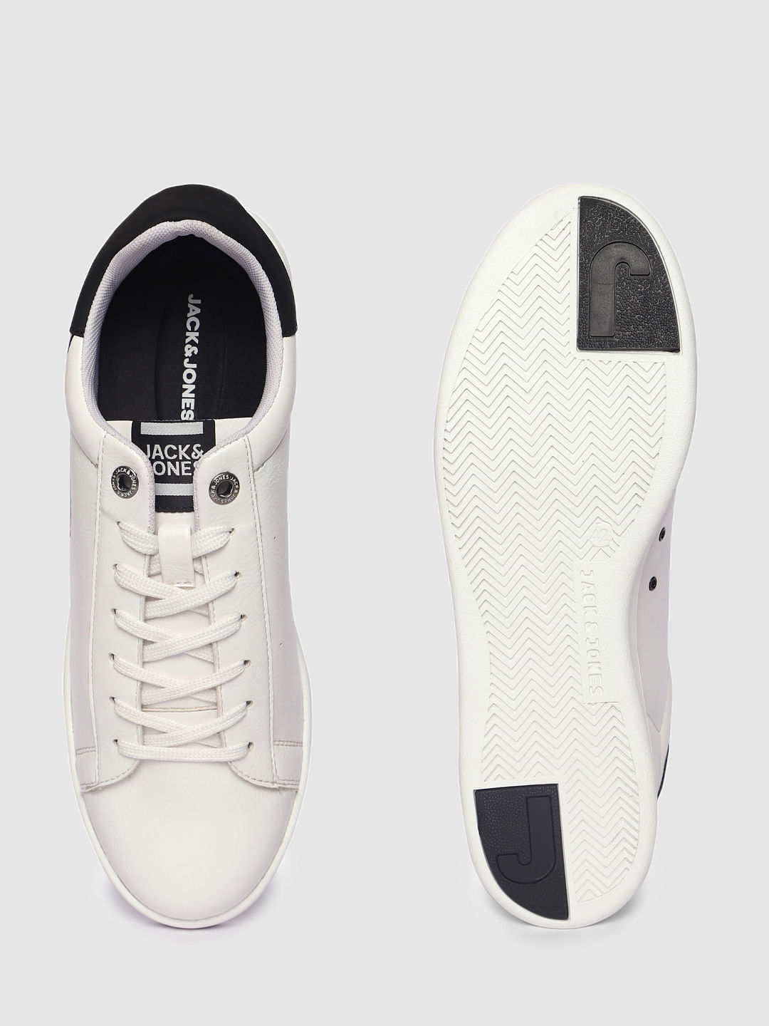 White Logo Print Pu Sneakers