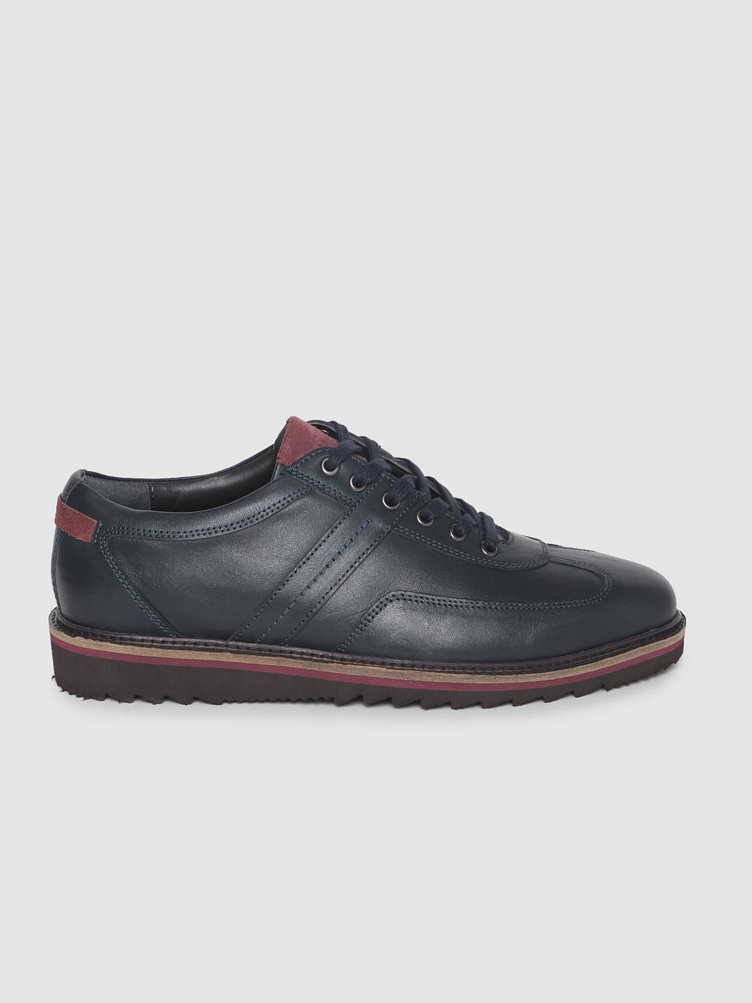 Navy Blue Leather Formal Shoes - 6