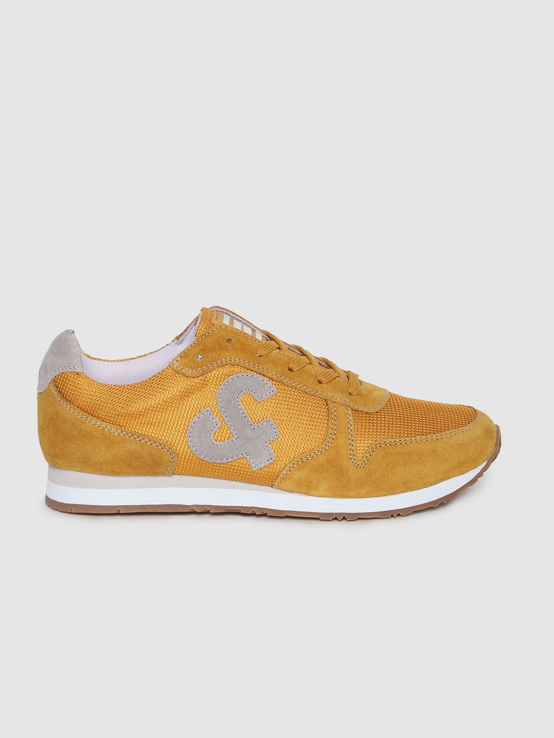 Yellow Mesh Suede Sneakers - 6