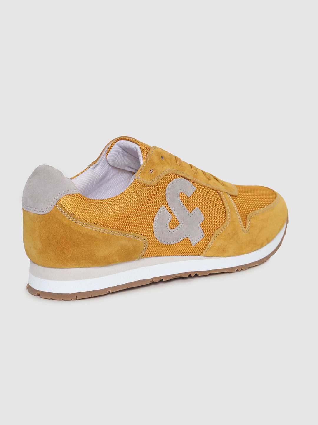 Yellow Mesh Suede Sneakers
