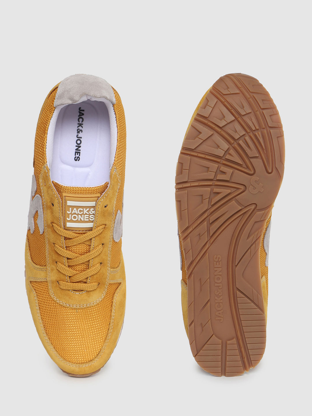 Yellow Mesh Suede Sneakers