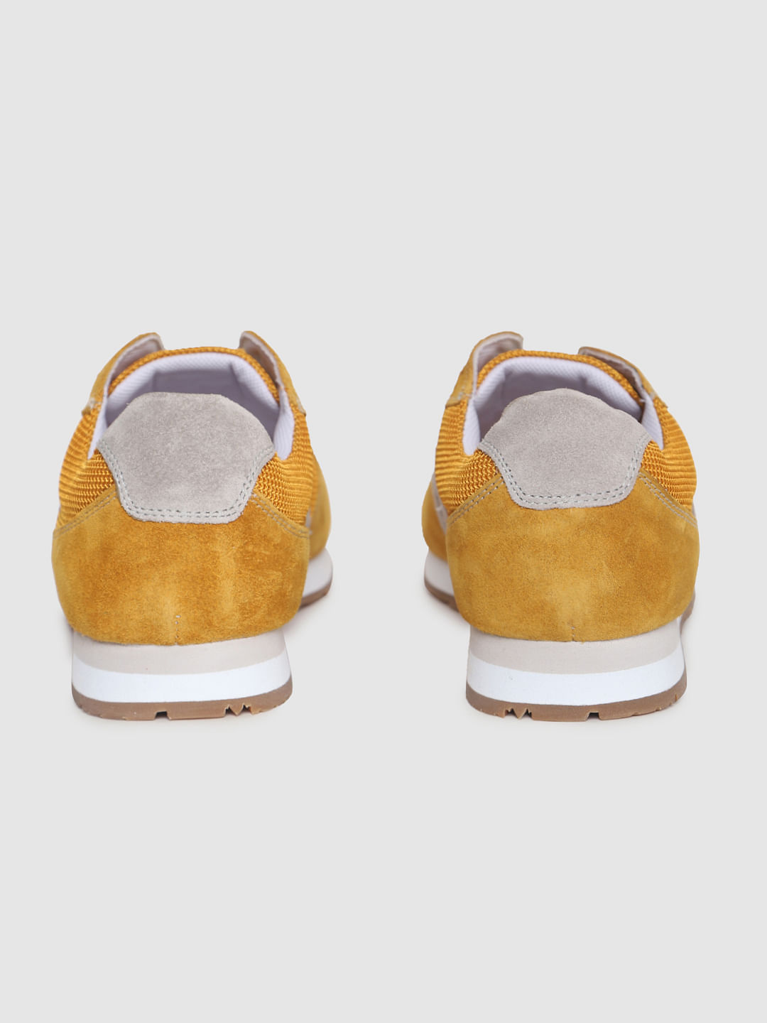 Yellow Mesh Suede Sneakers