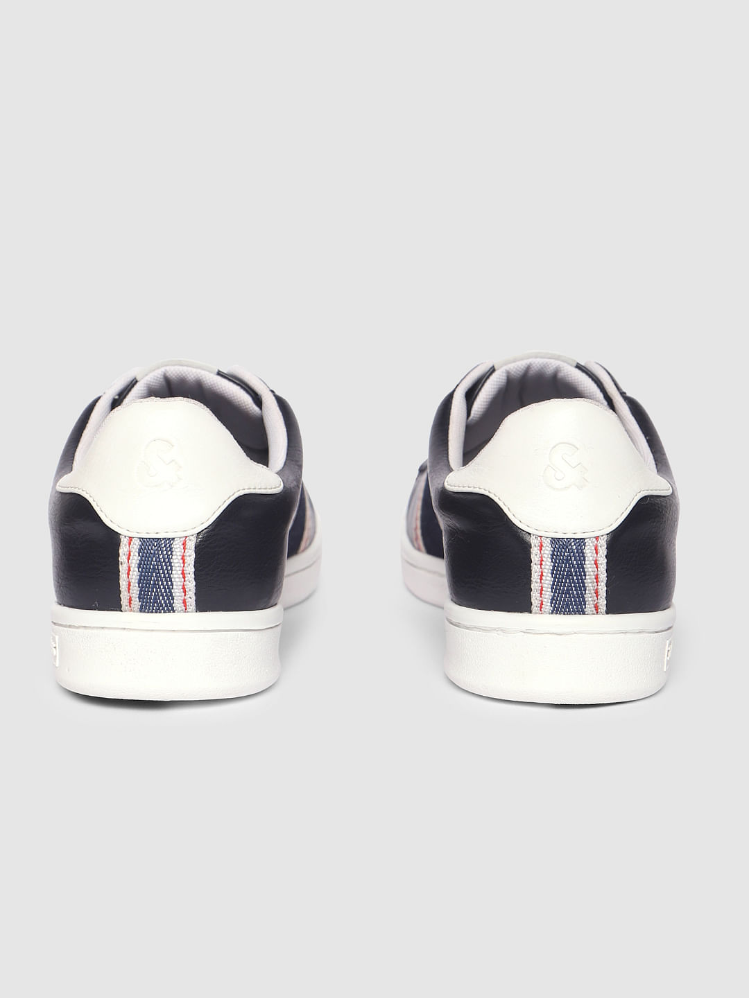 Navy Blue Denim Detail Pu Sneakers