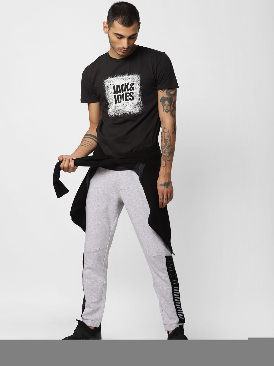 Grey Logo Print Sweatpants - S
