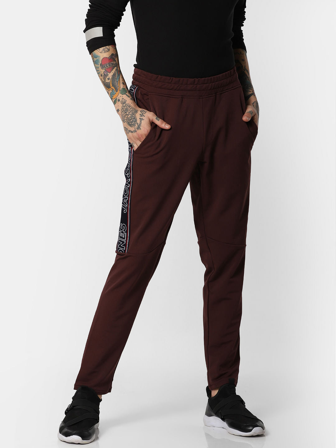 Burgundy Tape Detail Sweatpants - S