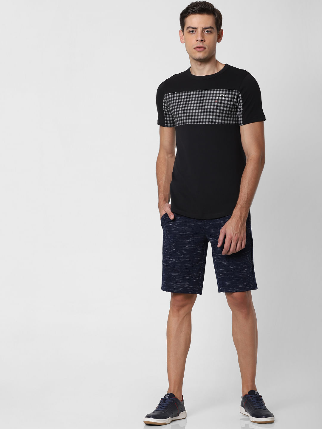 Blue Printed Drawstring Sweatshorts - S