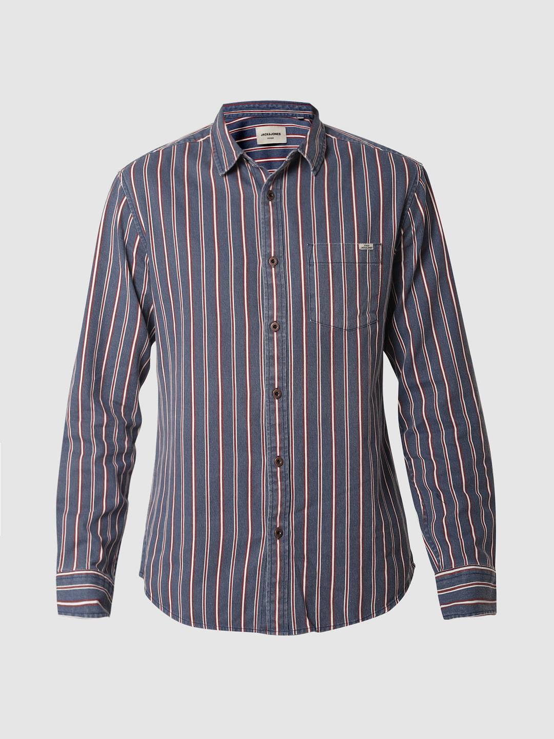 Blue Striped Full Sleeves Shirt
